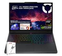 Lenovo Legion 5 Ordinateur portable de jeu OLED WQXGA 165 Hz, AMD Ryzen 7 260 32 Go de RAM 1 To SSD, NVIDIA GeForce RTX 5060, Win11 Pro et Office Licence à vie, Eclipse Black + clé USB 2 To, W/GaLiMu