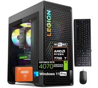 Lenovo Legion T5 Gen 8 Tour de jeu PC de bureau, AMD Ryzen 7700 (Beat i9), NVIDIA RTX 4070 Super 12 Go GDDR6X, 32 Go DDR5, 1 To SSD, WiFi 6E, BT5.3, Windows 11 Pro, KB & Mouse Set