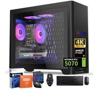 Lenovo Legion Tower 5 (2025) Ordinateur de bureau de jeu 30 L, NVIDIA RTX 5070 12 Go GDDR7, AMD Ryzen 7 7700X (jusqu'à 5,4 GHz), 32 Go DDR5 5600MT/s, 1 To SSD, ventilateurs ARGB, Windows 11 Pro