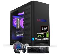 Lenovo Legion Tower 5 Ordinateur de bureau de jeu, AMD Ryzen 7 7700X (jusqu'à 5,4 GHz), NVIDIA RTX 5070 12 Go GDDR7, 64 Go DDR5, 4 To SSD, WiFi 6E, BT5.3, ventilateurs ARGB, Windows 11 Pro, KB et