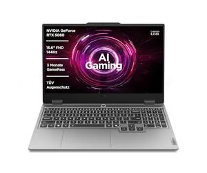 Lenovo LOQ Gaming AI Ordinateur portable | Écran LCD 15,6" Full HD 144 Hz | NVIDIA GeForce RTX 5060 | AMD Ryzen 7 250 | 16 Go de RAM | SSD 1 To | Win11 | QWERTZ | Luna Gris | Blanc éclairé | 3 mois
