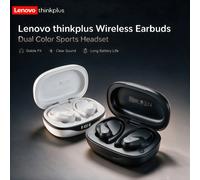 Lenovo LP75 - écouteurs de sport sans fil, avec microphones, bouton de commande, affichage de puissance LED, son stéréo HiFi, Bluetooth 5.3, TWS BLANC