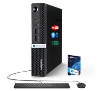 Lenovo Mini PC de bureau professionnel, processeur AMD, prise en charge double écran, Wi-Fi, Bluetooth, port USB et Ethernet, Windows 11 Pro, compact, silencieux, peu encombrant, avec clavier et
