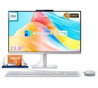 Lenovo Ordinateur de bureau tout-en-un A100 23,8" FHD - Processeur Intel N100, 16 Go de RAM, 512 Go SSD, Windows 11 Pro, Wi-Fi 6, Bluetooth, webcam intégrée, HDMI, clavier et souris filaires, PC