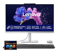 Lenovo Ordinateur de bureau tout-en-un FHD 24" - 32 Go de RAM - SSD 1 To - Processeur Intel 13ème 8 cœurs i3 (Beat 11th i5) - Clavier et souris - Windows 11 - Lifetime Office 365 pour le Web