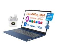 Lenovo Ordinateur portable 15,6", Microsoft Office 2024 gratuit avec licence à vie, écran tactile FHD, Intel 10 cœurs i5-1235U 4,4 GHz, WiFi 6, 8 Go de RAM, 256 Go SSD, 7 heures d'autonomie, Windows