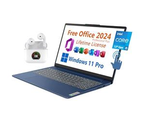 Lenovo Ordinateur portable de 15,6", Microsoft Office 2024 gratuit avec licence à vie, écran tactile FHD, Intel 10-Core i5-1335U 4,6 GHz, 40 Go de RAM, SSD 1 To, WiFi 6, autonomie de batterie de 7