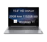 Lenovo Ordinateur portable Ideapad 1 15 HD, mise à niveau 2023, Athlon Silver 3050U, 20 Go de RAM, 1152 Go (128 Go + 1 To) SSD, HDMI, Ethernet, webcam, Wi-Fi, Bluetooth, léger, Windows 11, câble HDMI