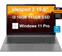 Lenovo Ordinateur portable IdeaPad 3 3i (écran tactile FHD de 15,6", Intel Core i3-1115G4, 16 Go de RAM, 512 Go SSD) cadre étroit, webcam, autonomie de 12 heures, NumPad, IST SD, mode Win 11 Pro S