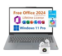 Lenovo Ordinateur portable mince pour étudiant de 15,6 po, Microsoft Office 2024 gratuit avec licence à vie, écran FHD, Intel 8-Core i3-N305 3,8 GHz, WiFi 6, 8 Go de RAM LPDDR5, 512 Go SSD, 6 heures