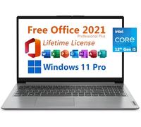 Lenovo Ordinateur portable professionnel de 15,6", Microsoft Office 2021 gratuit avec licence à vie, écran FHD 1920 x 1080, Intel 10-Core i5-1235U jusqu'à 4,4 GHz, 16 Go de RAM, SSD 1 To, Wifi 6,