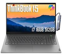Lenovo Ordinateur portable professionnel ThinkBook 15 Gen 4 (15,6 po FHD, 12e génération, Intel 10 cœurs i7-1255U, 16 Go de RAM, 512 Go SSD), webcam 1080p, empreintes digitales, carte SD IST, Wi-Fi 6,