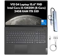 Lenovo Ordinateur portable professionnel V15 Gen 4, écran FHD de 15,6 po, Intel Core i5-13420H 8 cœurs, 24 Go de RAM, SSD PCIe de 1 To, webcam, Wi-Fi 6, Ethernet, HDMI, station d'accueil, Copilot