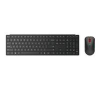 Lenovo Pro Combo 6000 - Ensemble clavier et souris - sans fil - 2.4 GHz, Bluetooth 5.3 - AZERTY - Français - noir eclipse - boîtier marron
