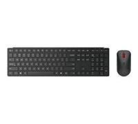 Lenovo Pro Combo 6000 - Ensemble clavier et souris - sans fil - 2.4 GHz, Bluetooth 5.3 - US avec le symbole de l'euro - noir eclipse - boîtier marron
