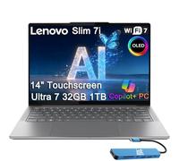 Lenovo Slim 7i Aura Edition AI Ordinateur portable (écran tactile FHD+ OLED de 14", Intel Core Ultra 7 258 V, DDR5 32 Go, SSD 1 To) Copilot+ PC, Ultra-fin, autonomie de 17 heures, Webcam IR 5 MP, Hub