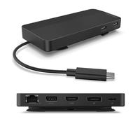 Lenovo Station d'accueil de Voyage USB-C à Double écran, 7 Ports, Ports HDMI et DP prenant en Charge Deux écrans à 4K, Passe PD jusqu'à 100 W, câble USB-C intégré, Noir