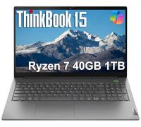 Lenovo ThinkBook 15 Ordinateur portable professionnel (15,6 po FHD antireflet, 40 Go de RAM, 1 To SSD, AMD Ryzen 7 5825U (> Intel i7-1165G7)), webcam FHD avec obturateur, qualité militaire, empreintes