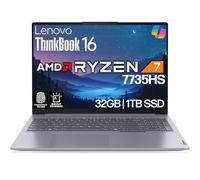 Lenovo ThinkBook 16 G7 Ordinateur portable professionnel, 16" FHD+, AMD Ryzen 7 7735HS, 32 Go DDR5, 1 To NVMe, WiFi 6E + BT, KB rétroéclairé, lecteur d'empreintes digitales, webcam HD, Win 11 Pro
