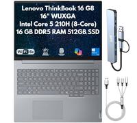 Lenovo ThinkBook 16 Gen 8 Business Laptop 2026, 16" WUXGA, Intel Core 5 210H 8-Core (Beats i5-13420H), 16 Go de RAM DDR5, 512 Go (2 x 256 Go) SSD, FPReader, Cam, RJ45, Wi-Fi 6E, clavier rétroéclairé