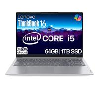 Lenovo ThinkBook 16 Ordinateur portable professionnel, écran FHD+ antireflet de 16", Intel 8 cœurs i5-13420H, 64 Go de RAM DDR5, NVMe 1 To, WiFi 6 + BT, RJ-45, HDMI, webcam HD, Win 11 Pro