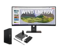 Lenovo ThinkCentre M70q G6 U5 16 512 + ThinkVision T34WD-40 34 UWQHD Docking Processeur Intel® Core Ultra 5 235T vPro® coeurs E jusqu'à 4,40 GHz coeurs P jusqu'à 5,00 GHz, Windows 11 Professionnel 64,