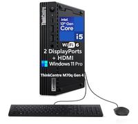 Lenovo ThinkCentre M70q Gen 4 MFF 1L Tiny Mini ordinateur de bureau, 64 Go DDR5, PCIe SSD 1 To, Intel 10-Core i5-13400T (Beat i7-12700T), WiFi 6, HDMI, 2 DisplayPorts, Windows 11 Pro, Vent-Hear