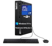 Lenovo ThinkCentre M70q Gen 4 MFF Tiny 1L Mini PC de bureau, Intel 16 cœurs i7-13700T de 13e génération, jusqu'à 4,9 GHz, 16 Go de RAM DDR4, 512 Go SSD PCIe, WiFi 6, RJ45, HDMI, Windows 11 Pro