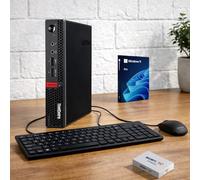 Lenovo ThinkCentre Micro ordinateur de bureau, 4 Go de RAM, disque SSD de 128 Go, processeur et graphique AMD, prise en charge double écran, Wi-Fi, Bluetooth, USB, RJ-45, adapté à la maison, qualité