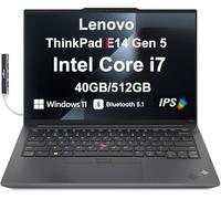 Lenovo ThinkPad E14 G5 Ordinateur portable professionnel, écran IPS FHD+ de 14" (Intel i7-1355U (Beat Ryzen 7 7730U), 40 Go de RAM, SSD PCIe 512 Go, Thunderbolt 4, WiFi 6E, webcam HD, Win 11 Pro) avec