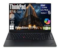 Lenovo ThinkPad E16 Gen 3 Ordinateur portable pour travail, traitement des données, comptabilité, codage, Intel Ultra 5 225H (16 Go DDR5, SSD 1 To), clavier rétroéclairé, lecteur d'empreintes