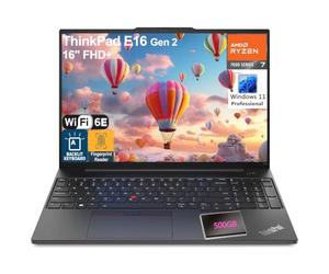 Lenovo ThinkPad E16 Ryzen 7 7735HS 16GB DDR5 512GB SSD + 500GB HDD Laptop | AMD WUXGA IPS Display Office 365 WiFi 6E Clavier numérique rétroéclairé Lecteur d'empreintes digitales Windows 11 Pro Gris
