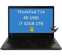 Lenovo ThinkPad T14 14" UHD 4K Intel Quad-Core i7-10610U, 32 Go de RAM, SSD PCIe 1 To (3840 x 2160), ordinateur portable professionnel, Thunderbolt 3, rétroéclairé, empreintes digitales, Windows 10