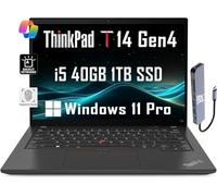 Lenovo ThinkPad T14 Gen 4 Ordinateur portable professionnel (14" FHD+, Intel 10-Core i5-1335U, 40 Go RAM, 1 To SSD), rétroéclairé, 2 x Thunderbolt 4, empreinte digitale, Wi-Fi 6E, webcam, IST Hub, Win
