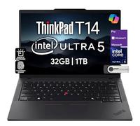 Lenovo ThinkPad T14 Gen 5 Ordinateur portable professionnel (14 po FHD+ IPS, Intel Ultra 5 125U, 32 Go de RAM DDR5, SSD 1 To), webcam HD 5 MP, 2 Thunderbolt 4, Wi-Fi 6E AI PC, Win 11 Pro, 3 ans