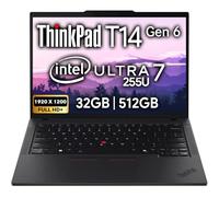 Lenovo ThinkPad T14 Gen 6 Business Laptop 14" FHD+ IPS, Intel Ultra 7 255U, 32 Go de RAM DDR5, 512 Go SSD, webcam 5 MP, empreintes digitales, rétroéclairé, Wi-Fi 6E, 2 Thunderbolt 4, AI PC, W11P