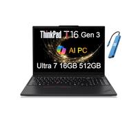Lenovo ThinkPad T16 Gen 3 Ordinateur portable professionnel (16" FHD+, Intel Core Ultra 7 155U (>i7-13700H), 16 Go de RAM, 512 Go SSD, webcam 5 MP, rétroéclairé, empreintes digitales, RJ-45, Wi-Fi 6E,