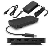 Lenovo USB-C Dual Display Travel Dock w/ 100W Power Adapter - 7 Ports, Integrated USB-C Cable, Universal Compatibility, Dual Display at 4K - Black