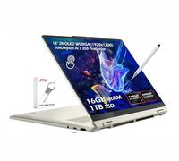 Lenovo Yoga 7 2-en-1 Copilot+ AI PC portable, 14" 2K OLED Touch (100% DCI-P3), processeur AMD Ryzen AI 7 350, 16 Go LPDDR5 1 To SSD, Wi-Fi7 rétroéclairé KB Win11, coquillage, avec clé USB et stylo 2
