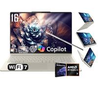 Lenovo Yoga 7 Ordinateur portable 2 en 1, écran tactile LCD 2K de 16", AMD 8-Core Ryzen AI 7 350 (> Intel i7-1355U), copilote AI, LPDDR5X 16 Go, SSD 1 To, WiFi 7, KB rétroéclairé, empreintes digitales