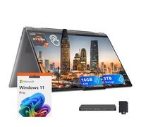 Lenovo Yoga 7 Ordinateur portable tactile WUXGA 2 en 1 de 16 po, AMD Ryzen 7 8840HS, 16 Go LPDDR5X, 3 To de stockage (ensemble de station d'accueil SSD de 2 To + 1 To), clavier rétroéclairé, lecteur