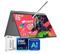 Lenovo Yoga 7i Ordinateur portable 2 en 1 avec écran tactile 2K 16", Core Ultra 5 226 V (>Ultra 7 155U), Copilot+ PC, clavier rétroéclairé, empreintes digitales, WiFi 7, Windows 11 Home, gris (16 Go