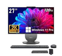 Lenovo Yoga AIO Ordinateur de bureau AIO de bureau, IPS QHD de 27 po, écran 120 Hz, processeur Intel Ultra 7 255H 16 cœurs, LPDDR5X 16 Go, stockage de 1,5 To (SSD 512 Go + station d'accueil 1 To