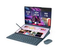 Lenovo Yoga Book 9 14IAH10 - Ordinateur Portable Copilot+ 2x14'' 2.8K OLED Tactile (Intel Core Ultra 7 255H, RAM 32Go, 1To SSD, Intel Arc Graphique, Windows 11H) AZERTY, Souris, Étui YOGA - Tidal Teal