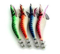 LENPABY 8 pcsGlow Squid Jigs Bois Crevettes Crevettes Pêche Leurres Catfish Appât Crevettes 13.5 cm / 5.31 "/ 19.8g