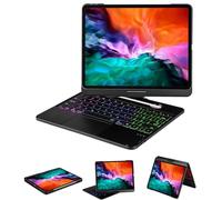 LENRICH Étui avec clavier pour iPad Pro 12,9" 6{^>e<^} génération 2022 5{^>e<^} 2021/4{^>e<^} 2020/3{^>e<^} génération 2018, rotatif à 360°, sans fil, support pivotant à 180°, noir