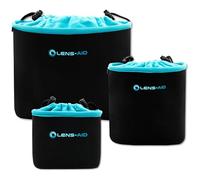 LENS-AID Housse pour Appareil Photo en Néoprène avec Doublure en Polaire : Etui, Pochette pour protéger caméras, Noir/Bleu, Lot de 3 (S,M,L), Modern, Noir/Bleu, Lot de 3 (S,M,L), Modern