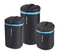 LENS-AID Housses pour objectifs avec Fermeture éclair - Set rembourré Cordura avec Boucle Ceinture - pour zooms, objectifs compacts ou téléobjectifs - Set: 3 pièces (M, L, XL)