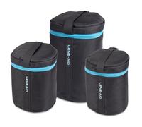 LENS-AID Housses pour objectifs avec Fermeture éclair - Set rembourré Cordura avec Boucle Ceinture - pour zooms, objectifs compacts ou téléobjectifs - Set : 3 pièces (S, M, L)
