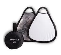 Lens-Aid Réflecteur pliable 2 en 1 de 30 cm : réflecteur de lumière pliable en argent, blanc, pour la photographie en studio photo et en extérieur avec sac